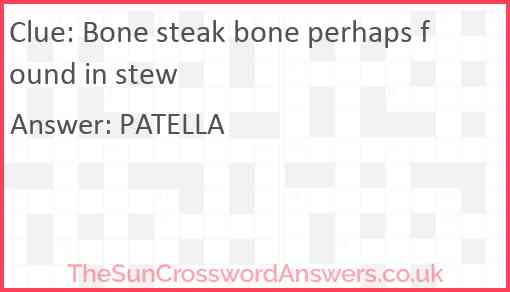 Bone steak bone perhaps found in stew Answer