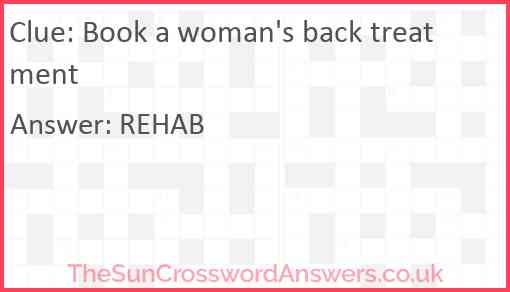 Book a woman's back treatment Answer