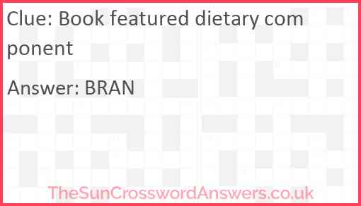 Book featured dietary component Answer
