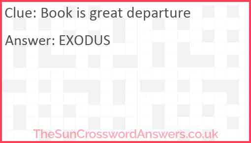 Book is great departure Answer
