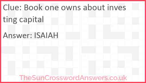 Book one owns about investing capital Answer
