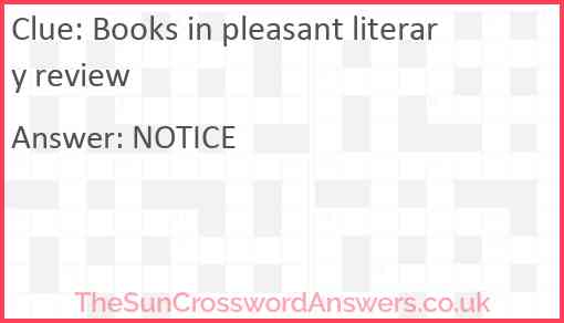 Books in pleasant literary review Answer
