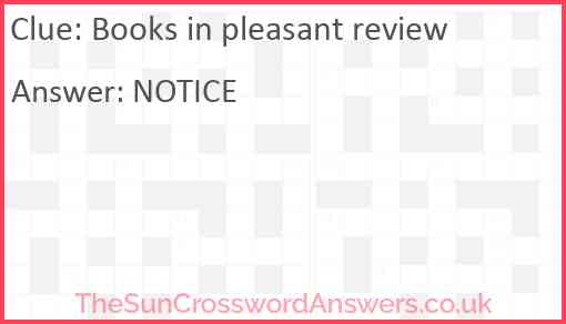 Books in pleasant review Answer