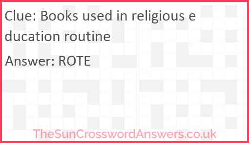 Books used in religious education routine Answer