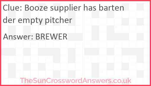 Booze supplier has bartender empty pitcher Answer