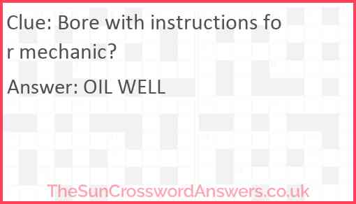 Bore with instructions for mechanic? Answer