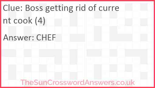 Boss getting rid of current cook (4) Answer
