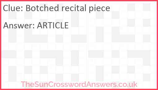 Botched recital piece Answer