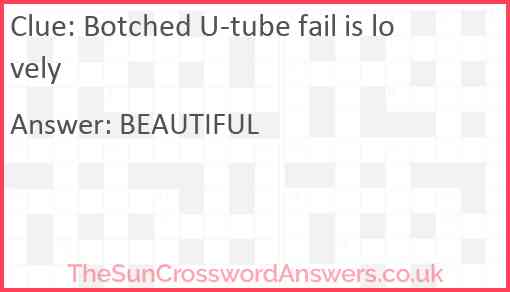 Botched U-tube fail is lovely Answer