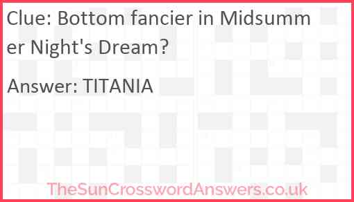 Bottom fancier in Midsummer Night's Dream? Answer
