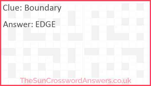 Boundary crossword clue TheSunCrosswordAnswers co uk