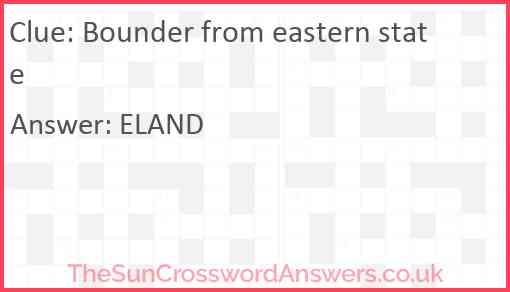 Bounder from eastern state Answer