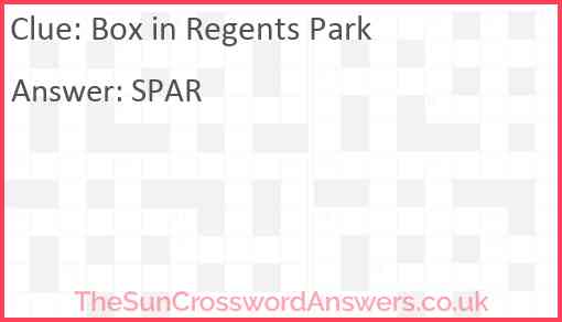 Box in Regents Park Answer