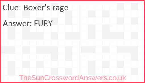 Boxer's rage Answer