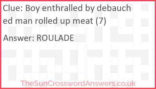 Boy enthralled by debauched man rolled up meat (7) Answer