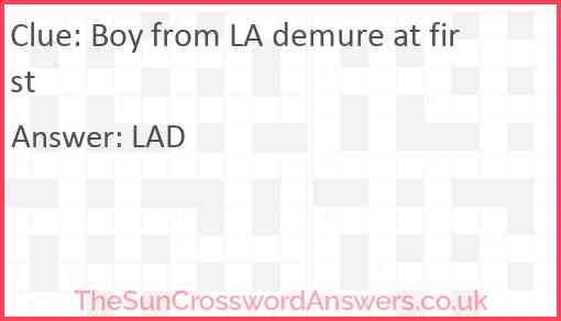 Boy from LA demure at first Answer