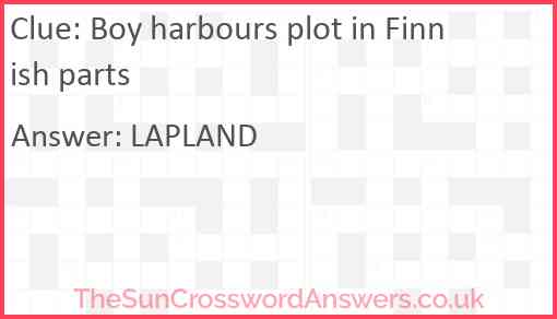 Boy harbours plot in Finnish parts Answer