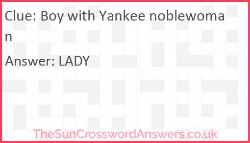Boy with Yankee noblewoman Answer