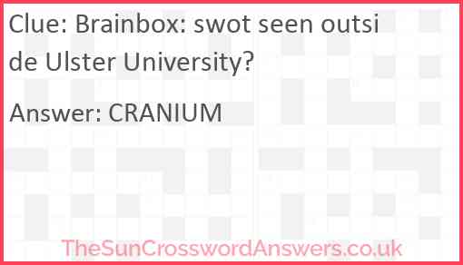 Brainbox: swot seen outside Ulster University? Answer