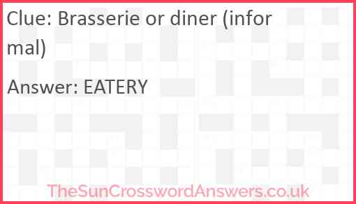 Brasserie or diner (informal) Answer