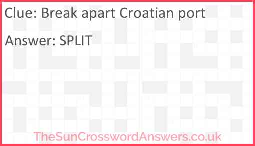 Break apart Croatian port Answer