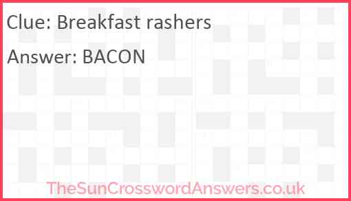 Breakfast rashers Answer