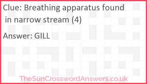 Breathing apparatus found in narrow stream (4) Answer