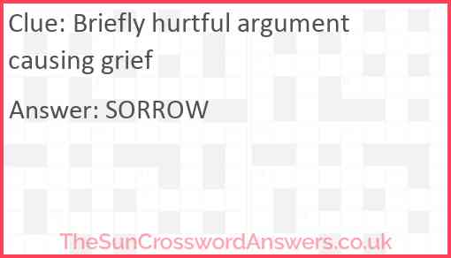Briefly hurtful argument causing grief Answer
