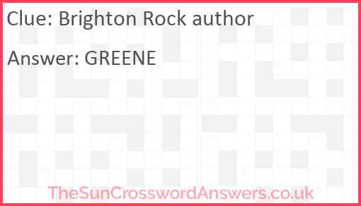 Brighton Rock author Answer