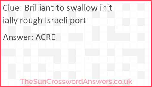 Brilliant to swallow initially rough Israeli port Answer