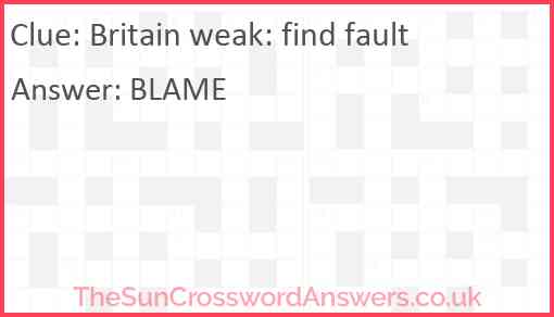 Britain weak: find fault Answer