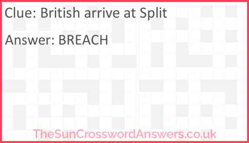 British arrive at Split Answer