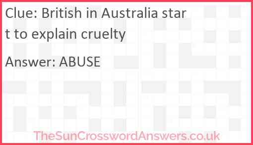British in Australia start to explain cruelty Answer