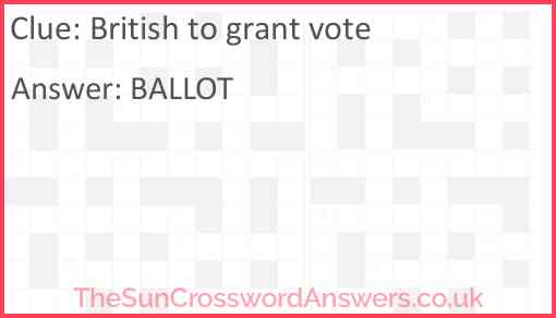 British to grant vote Answer