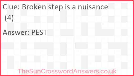 Broken step is a nuisance (4) Answer