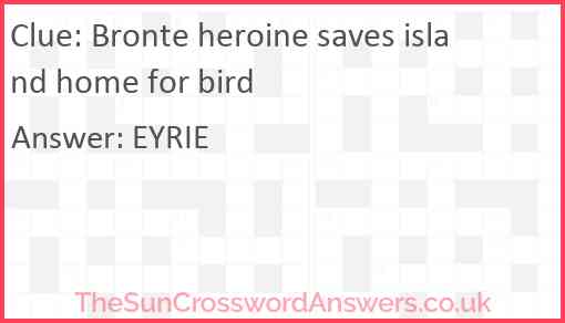 Bronte heroine saves island home for bird Answer