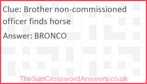 Brother non-commissioned officer finds horse Answer