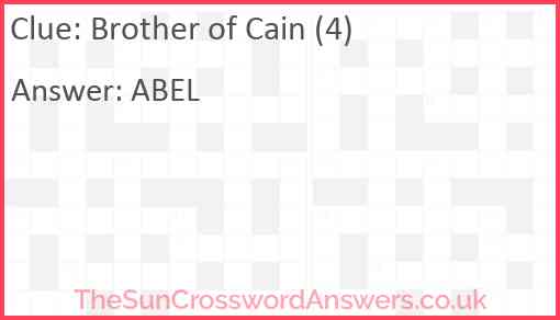 Brother of Cain (4) Answer