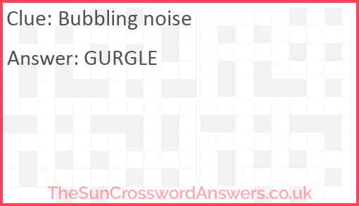 Bubbling noise Answer