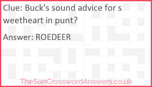 Buck's sound advice for sweetheart in punt? Answer