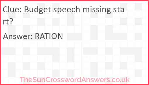 Budget speech missing start? Answer
