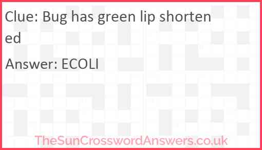 Bug has green lip shortened Answer
