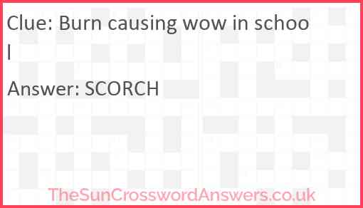 Burn causing wow in school Answer