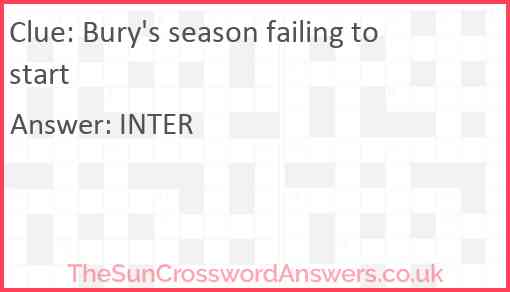 Bury's season failing to start Answer