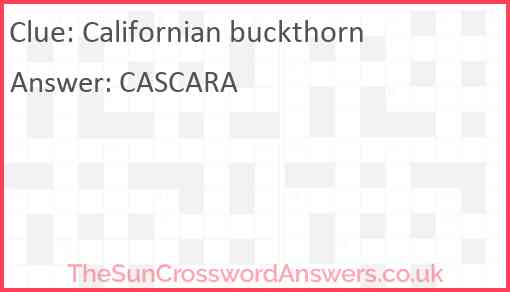 Californian buckthorn Answer