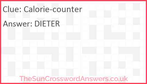 Calorie counter crossword clue TheSunCrosswordAnswers co uk
