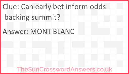 Can early bet inform odds backing summit? Answer