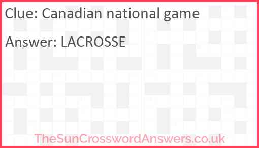 Canadian national game Answer