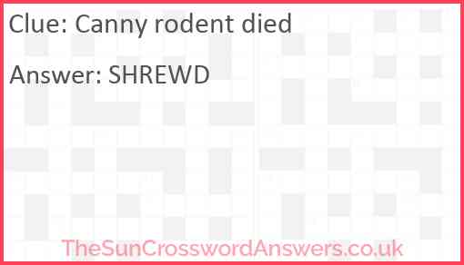 Canny rodent died Answer