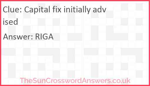 Capital fix initially advised Answer